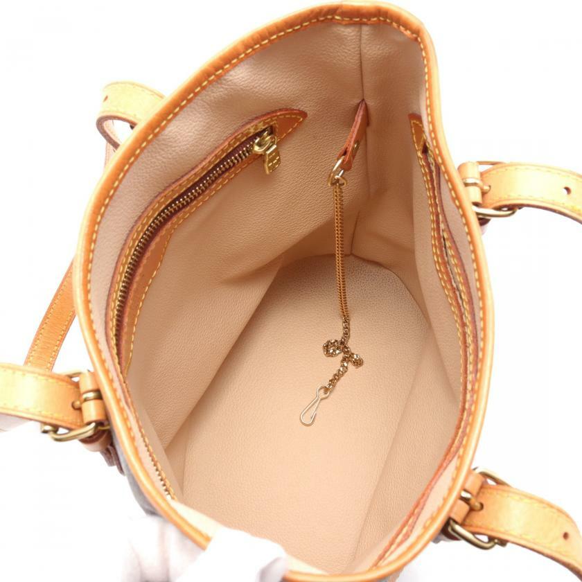 【日本直送】中古LOUIS VUITTON 9成新 Bucket PM 老花手提包 PVC 真皮 棕色-2