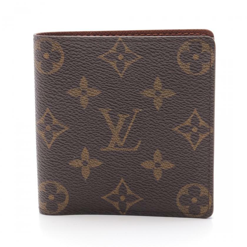 【日本直送】中古LOUIS VUITTON 9成新 Porte billet6cartecredit 老花 對折錢包 錢夾 PVC 棕色-0