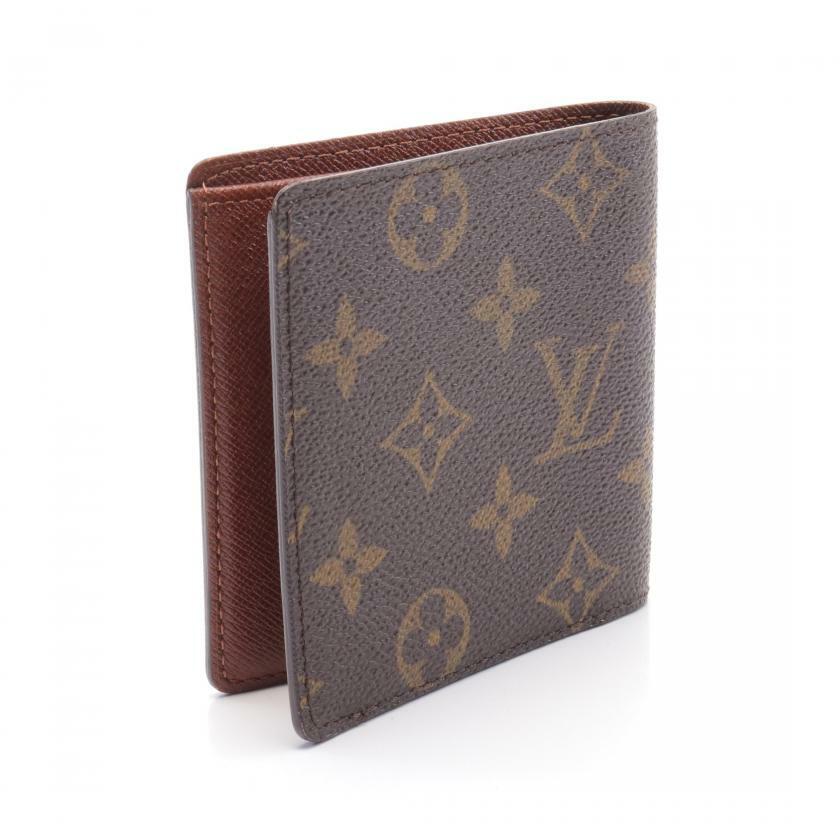 【日本直送】中古LOUIS VUITTON 9成新 Porte billet6cartecredit 老花 對折錢包 錢夾 PVC 棕色-1