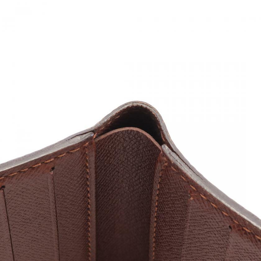 【日本直送】中古LOUIS VUITTON 9成新 Porte billet6cartecredit 老花 對折錢包 錢夾 PVC 棕色-4