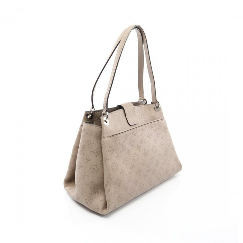 【日本直送】中古LOUIS VUITTON 9成新 Mahina Sevres Greige 肩包 真皮托特包 灰米色-1