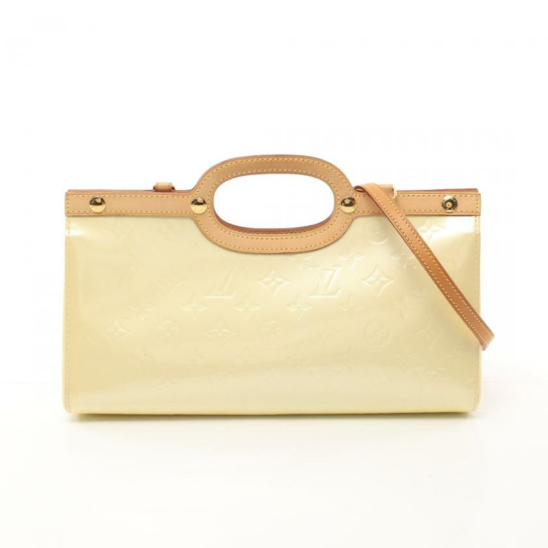 【日本直送】中古LOUIS VUITTON 9成新 指甲油 佩里 手包 皮革 米白色 2WAY-0