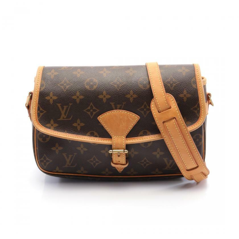 【日本直送】中古LOUIS VUITTON 9成新 Sologne 老花肩包 PVC 真皮 棕色-0
