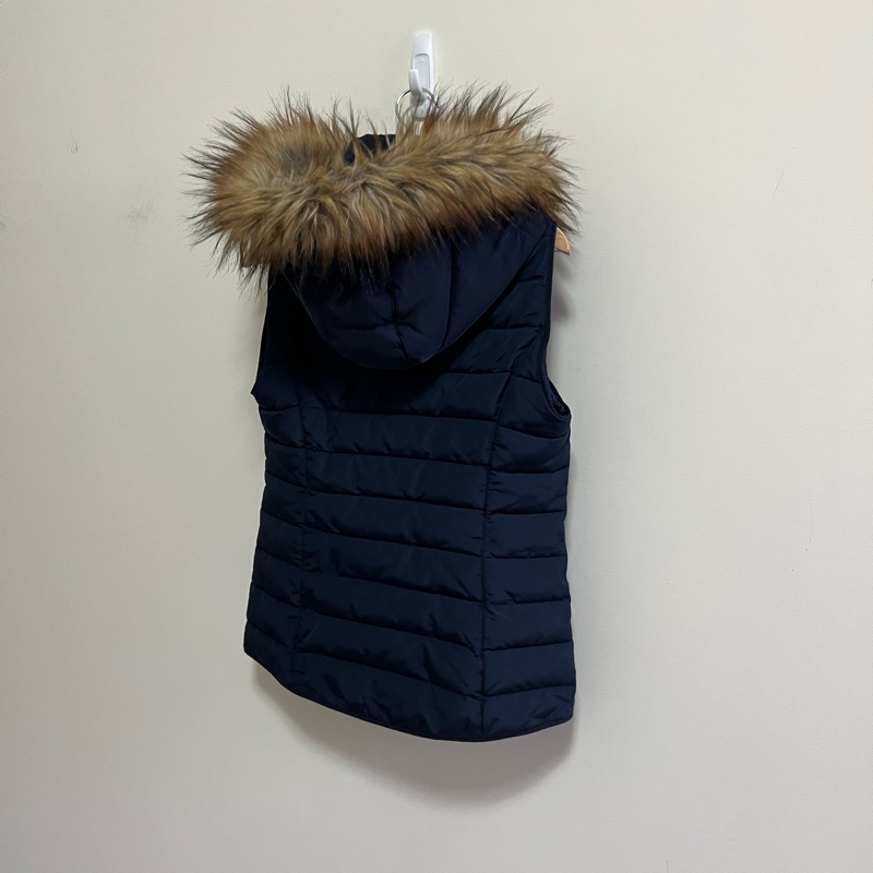 《近新》ESPRIT 可拆式連帽 羽絨背心外套M/ 深藍色 厚實保暖 舒適百搭 內刷毛口袋有拉鍊-4