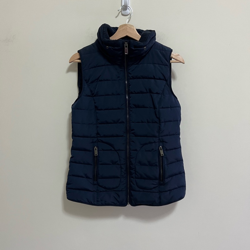 《近新》ESPRIT 可拆式連帽 羽絨背心外套M/ 深藍色 厚實保暖 舒適百搭 內刷毛口袋有拉鍊-5