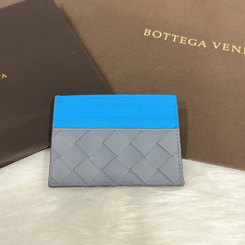 Bottega Veneta BV 灰藍色六卡L型 中款編織 名片夾/卡片夾-0