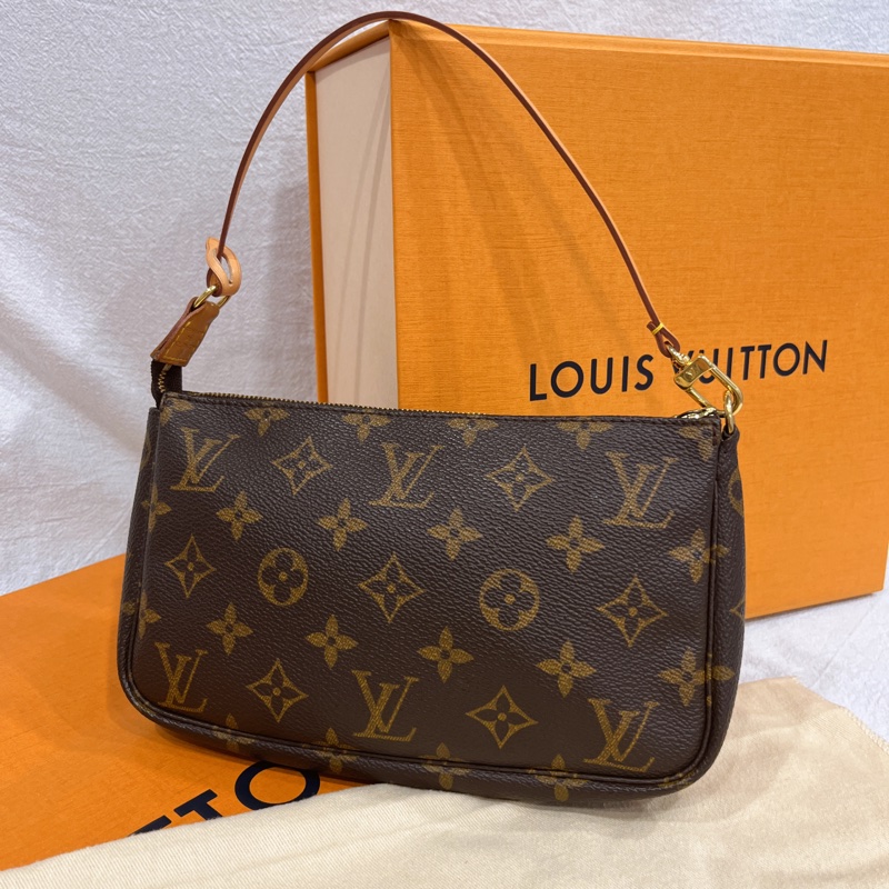 Louis Vuitton LV 老花字紋 中古VINTAGE款 麻將包/腋下包/肩背斜背包/化妝包-0
