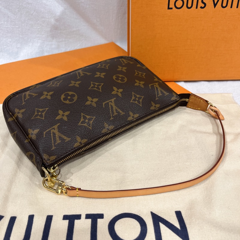 Louis Vuitton LV 老花字紋 中古VINTAGE款 麻將包/腋下包/肩背斜背包/化妝包-5