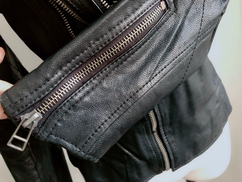 真皮女皮衣外套翻領皮夾克-6