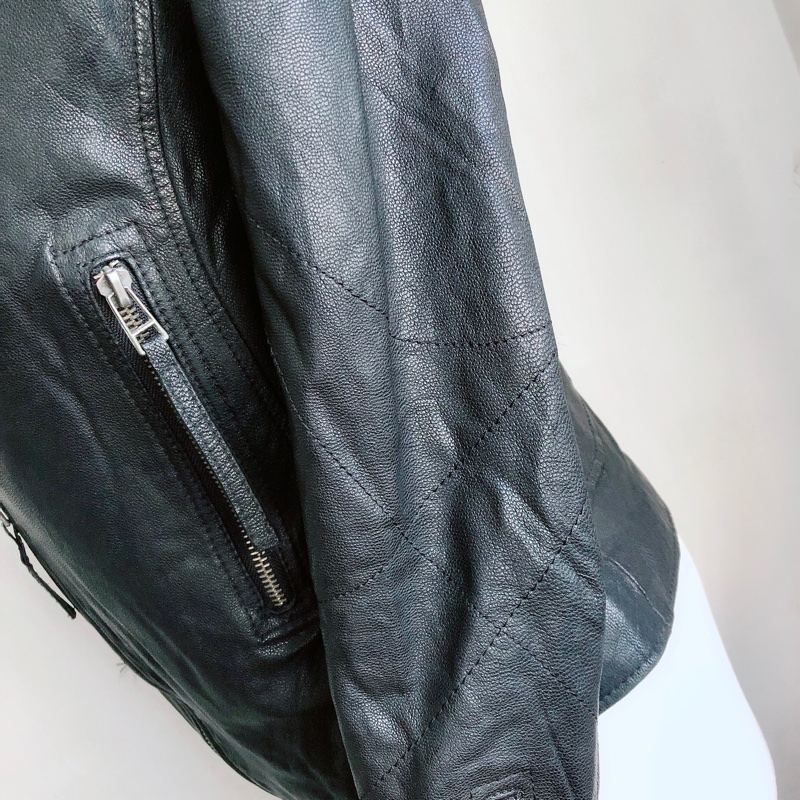 真皮女皮衣外套翻領皮夾克-7