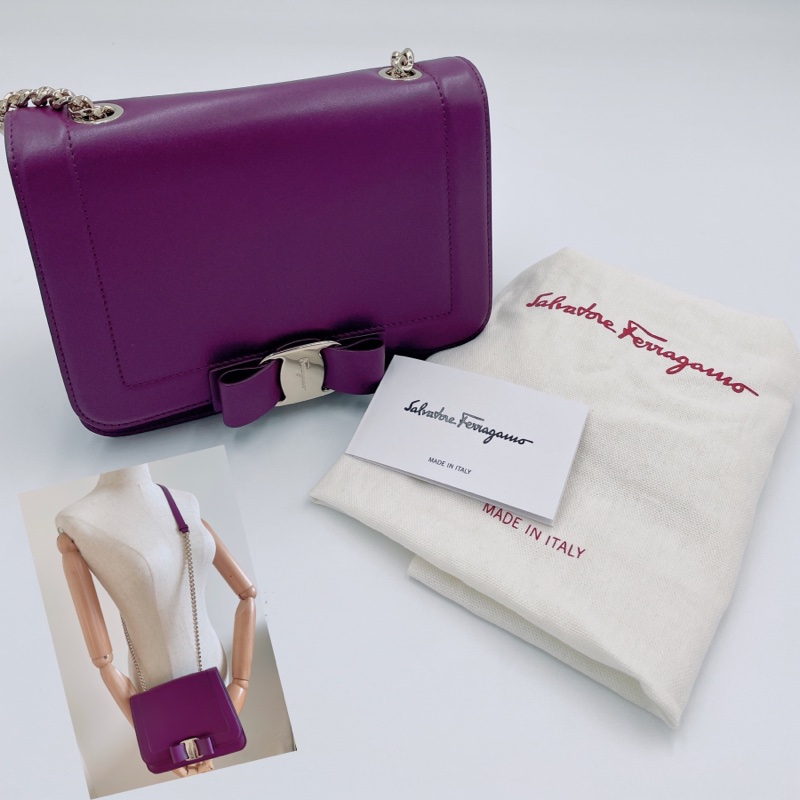 ⭐️客訂商品⭐️Salvatore Ferragamo Vara 蝴蝶結鍊條斜背包(近全新)-1