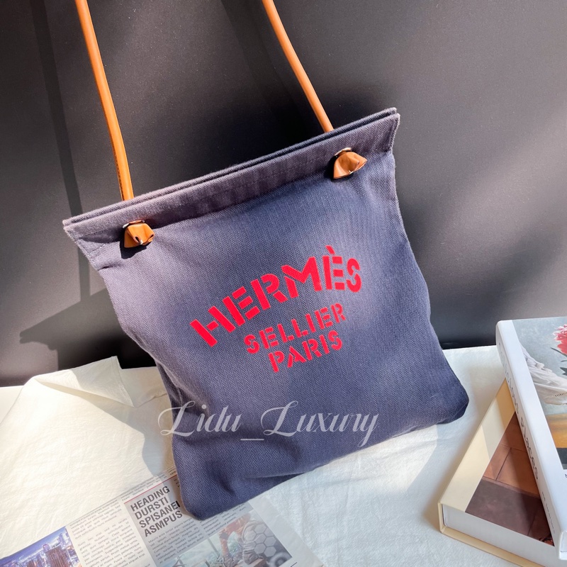 HERMES 深藍ALINE TOTE BAG系列字母帆布包-0