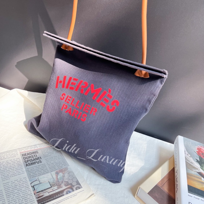 HERMES 深藍ALINE TOTE BAG系列字母帆布包-2