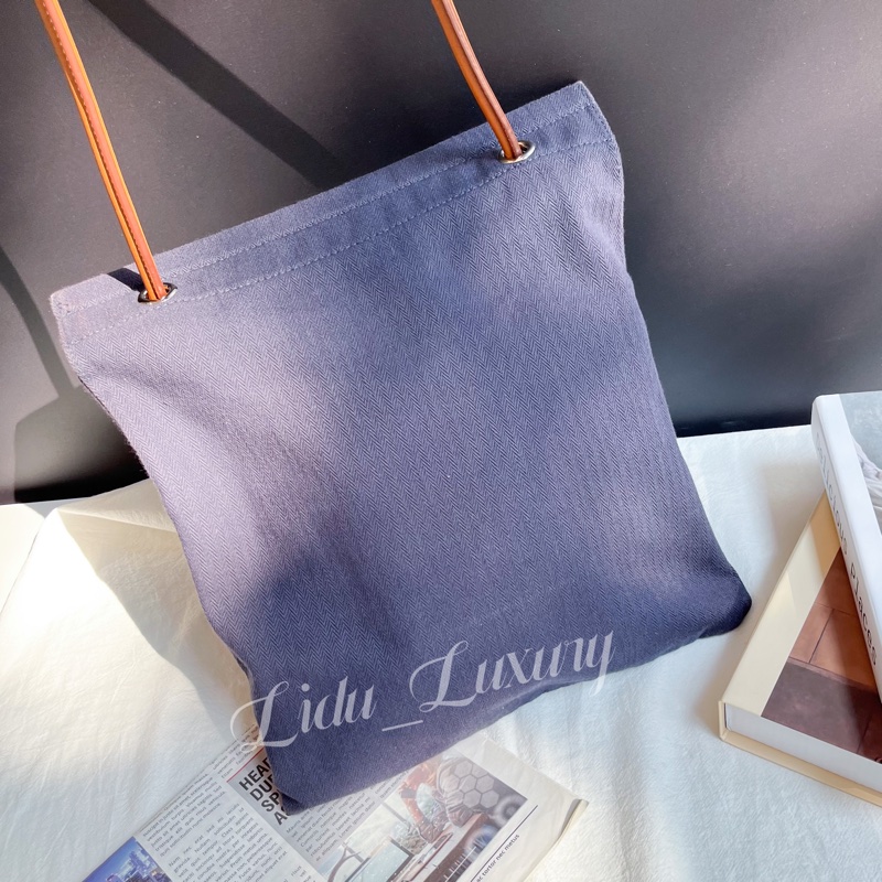 HERMES 深藍ALINE TOTE BAG系列字母帆布包-3