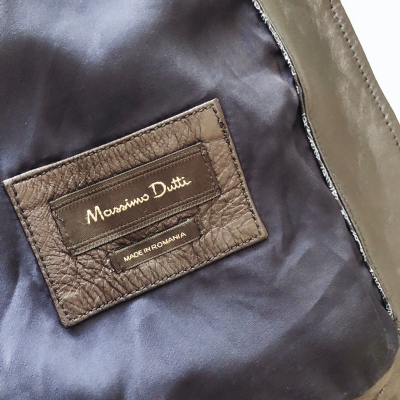 售出-品牌專櫃滲藍色真皮羊皮女皮衣外套皮夾克-9