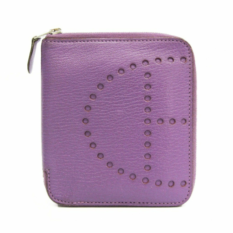 【日本直送】Hermes Evelyne 女士 Chevre 皮革錢包（雙折）紫色-0