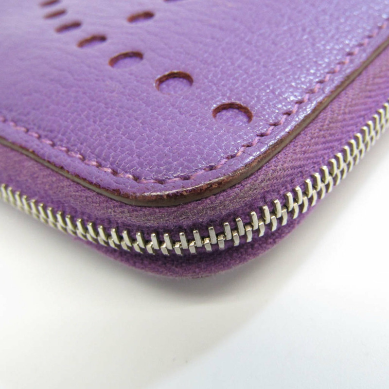 【日本直送】Hermes Evelyne 女士 Chevre 皮革錢包（雙折）紫色-5