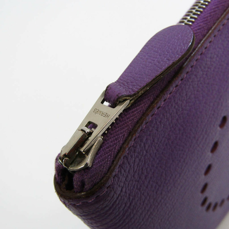 【日本直送】Hermes Evelyne 女士 Chevre 皮革錢包（雙折）紫色-6