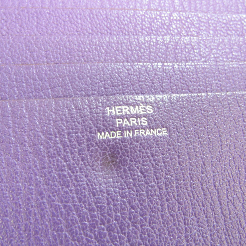 【日本直送】Hermes Evelyne 女士 Chevre 皮革錢包（雙折）紫色-8