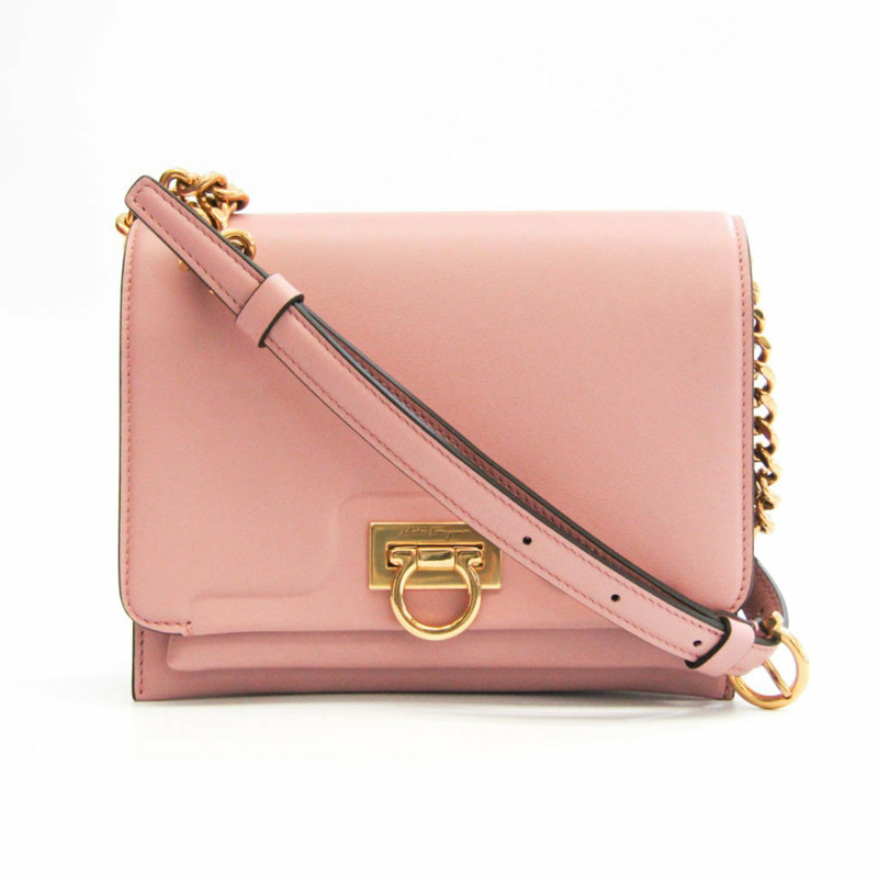 【日本直送】Salvatore Ferragamo Gancini EZ 21 I163 女士皮革單肩包粉色-0
