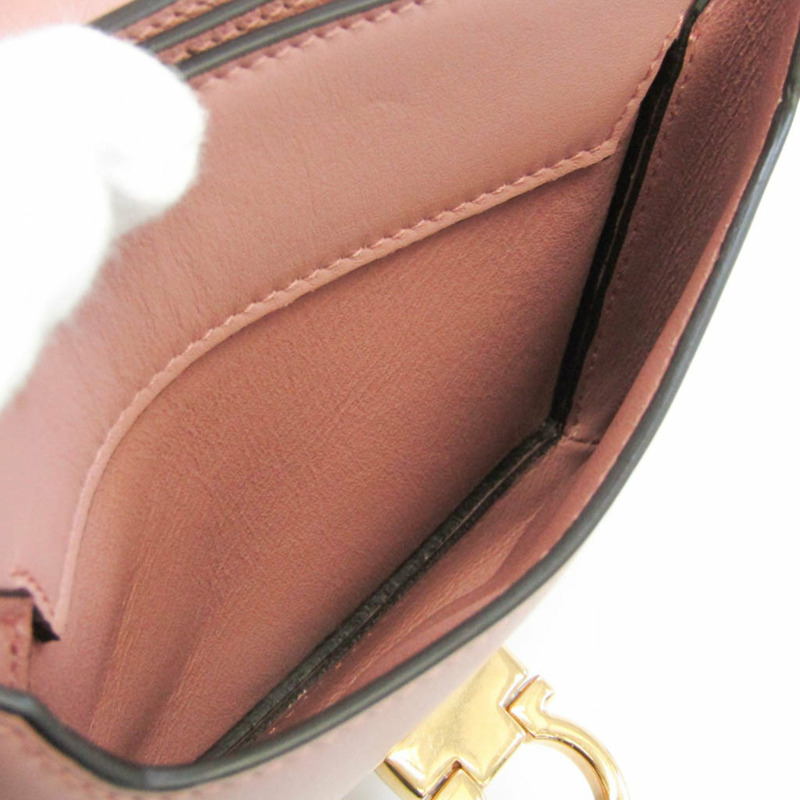 【日本直送】Salvatore Ferragamo Gancini EZ 21 I163 女士皮革單肩包粉色-5