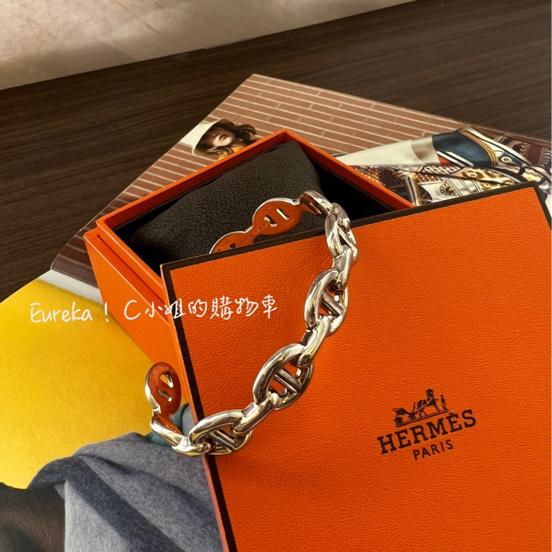 Hermes愛馬仕豬鼻純銀手環-1