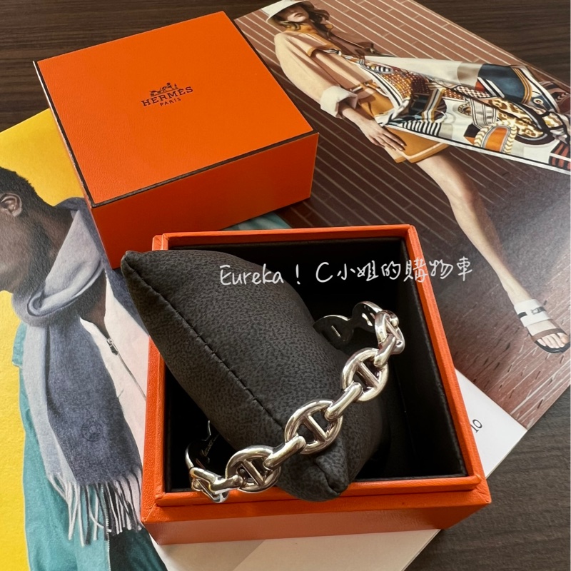 Hermes愛馬仕豬鼻純銀手環-4