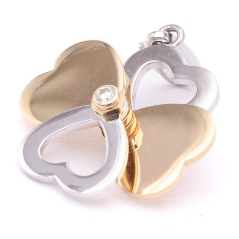 【日本直送】拋光卡地亞四葉草鑽石吊飾 18K 玫瑰金 18K 白金 BF555872-0