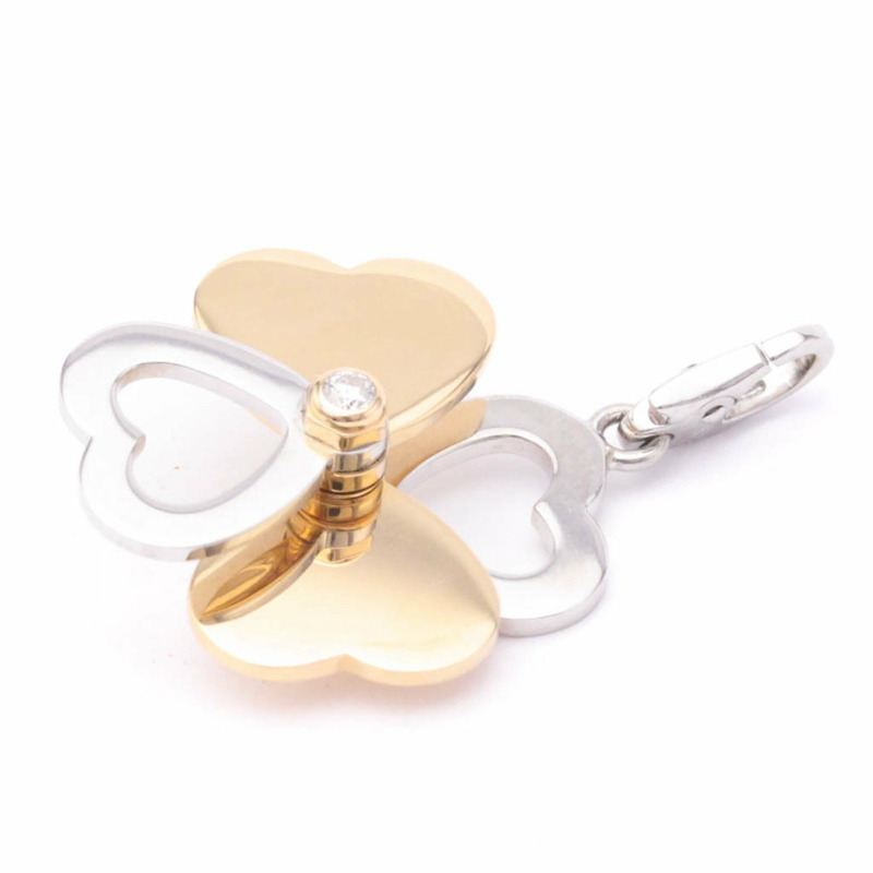 【日本直送】拋光卡地亞四葉草鑽石吊飾 18K 玫瑰金 18K 白金 BF555872-10