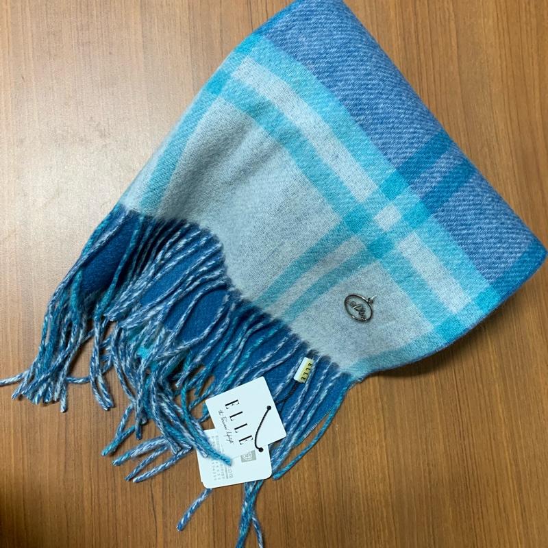 ELLE 藍色系雙面平織圍巾-2