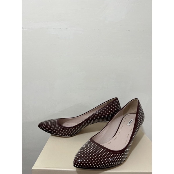 miu miu 精品 miumiu  滿版 卯釘 高跟鞋 名牌服飾 高檔鞋 Prada 39碼-0