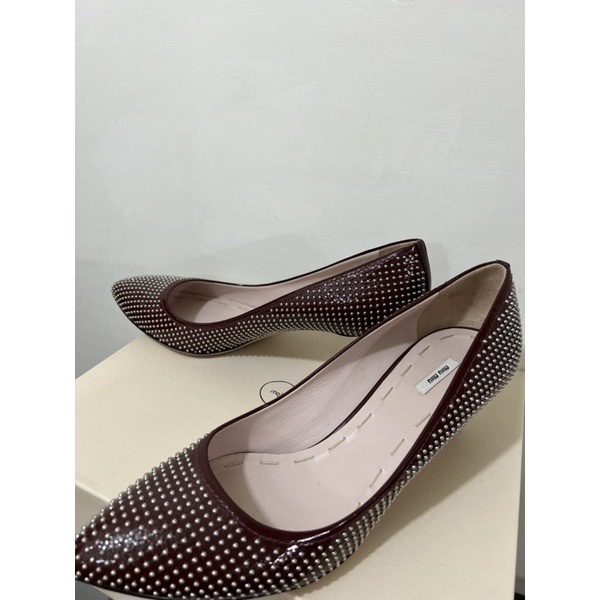 miu miu 精品 miumiu  滿版 卯釘 高跟鞋 名牌服飾 高檔鞋 Prada 39碼-2