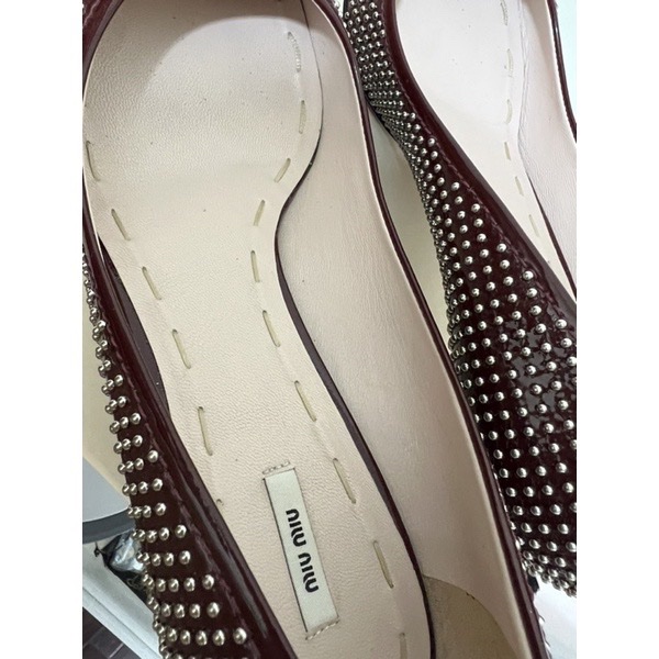 miu miu 精品 miumiu  滿版 卯釘 高跟鞋 名牌服飾 高檔鞋 Prada 39碼-4