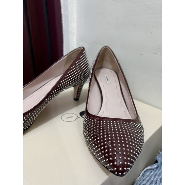 miu miu 精品 miumiu  滿版 卯釘 高跟鞋 名牌服飾 高檔鞋 Prada 39碼-5