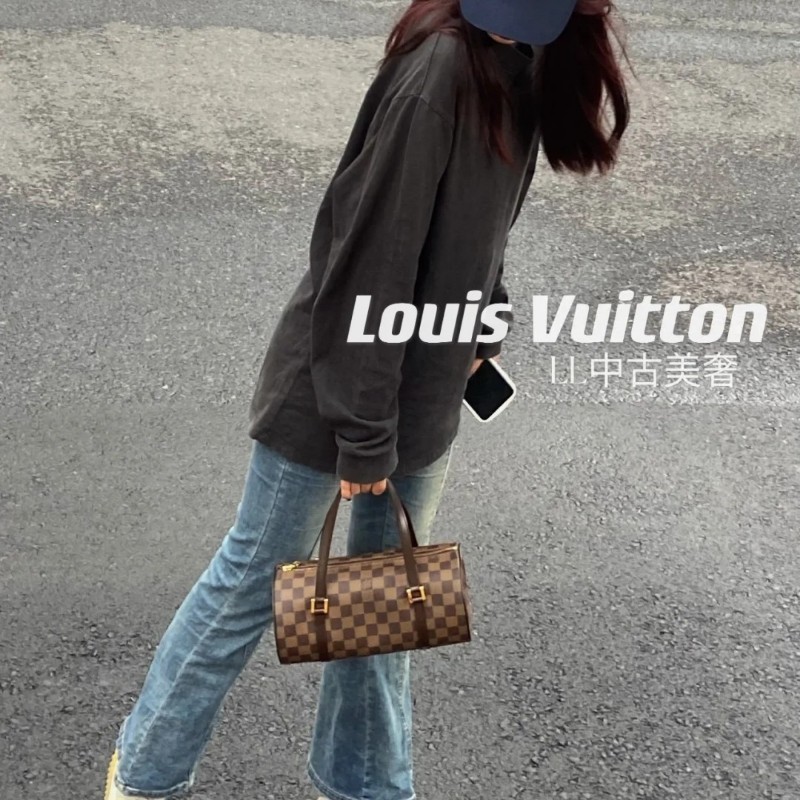 LV 棋盤格圓筒包26 /巴比龍26-31