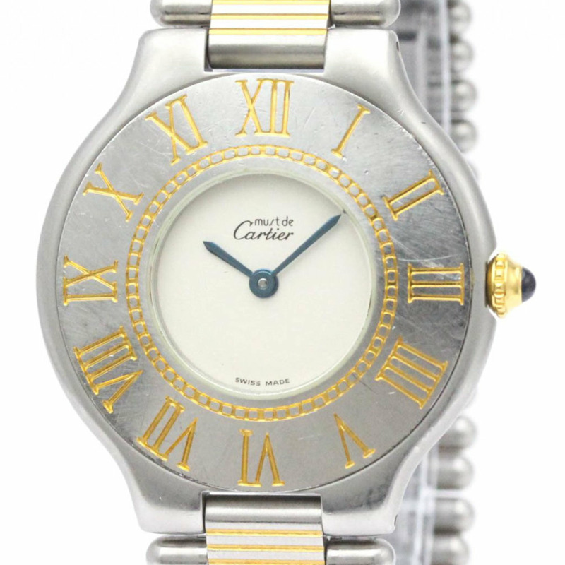 【日本直送】卡地亞 Must 21 鍍金不銹鋼石英男女通用手錶 BF555785-0