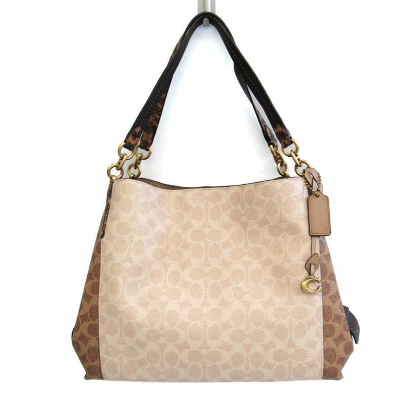 【日本直送】Coach Signature Dalton 31 Detail 89077 女式皮革塗層帆布托特包米色、棕色、深棕色-0