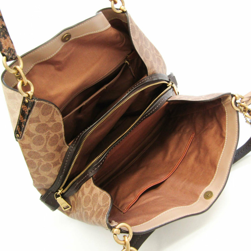 【日本直送】Coach Signature Dalton 31 Detail 89077 女式皮革塗層帆布托特包米色、棕色、深棕色-2