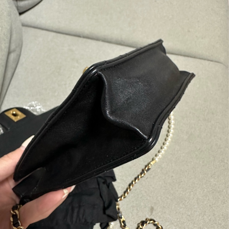 CHANEL香奈兒珍珠鏈帶小方包 小廢包mini coco豎版斜背包肩背包-4