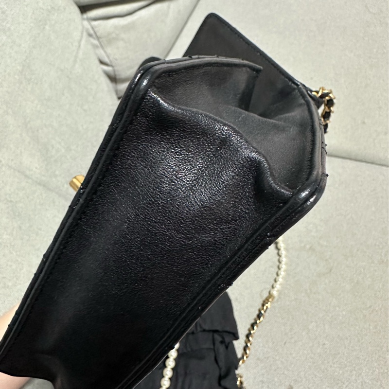 CHANEL香奈兒珍珠鏈帶小方包 小廢包mini coco豎版斜背包肩背包-5