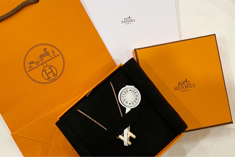 全新愛馬仕Hermès 白色玫瑰金 pop H項鍊-0