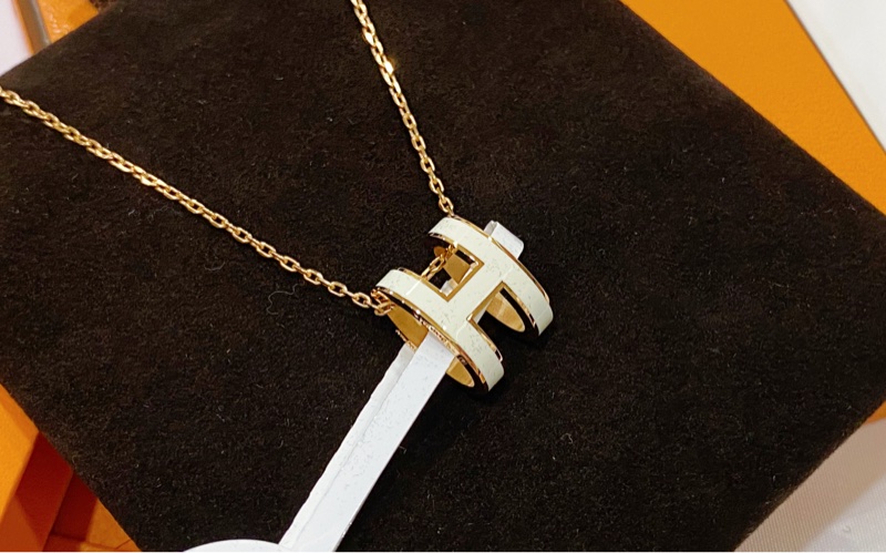 全新愛馬仕Hermès 白色玫瑰金 pop H項鍊-1