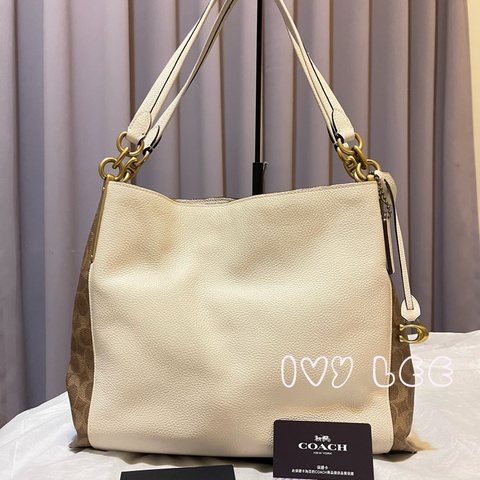 COACH 76078 白色肩背包 手提包 拚接色款 二手正品