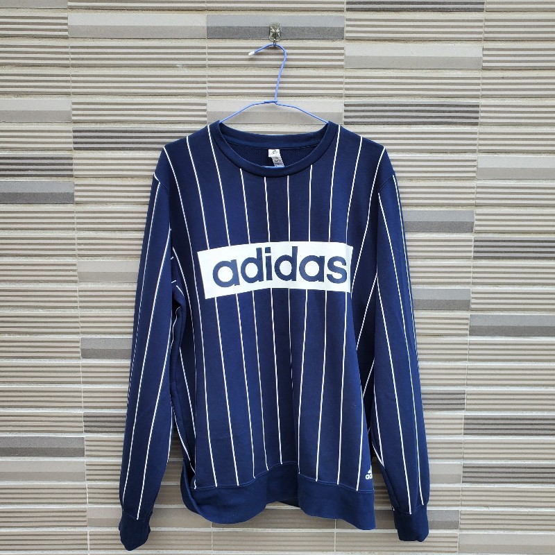 正品 adidas 深藍條紋衛衣 長 T-0
