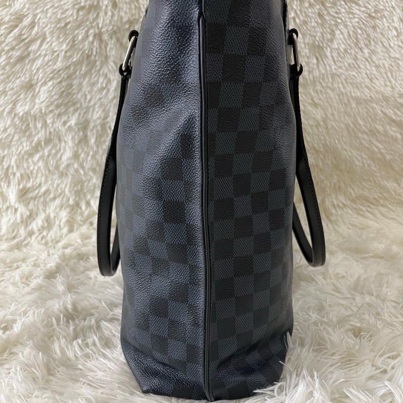 藍色棋盤格托特包/公事包-4