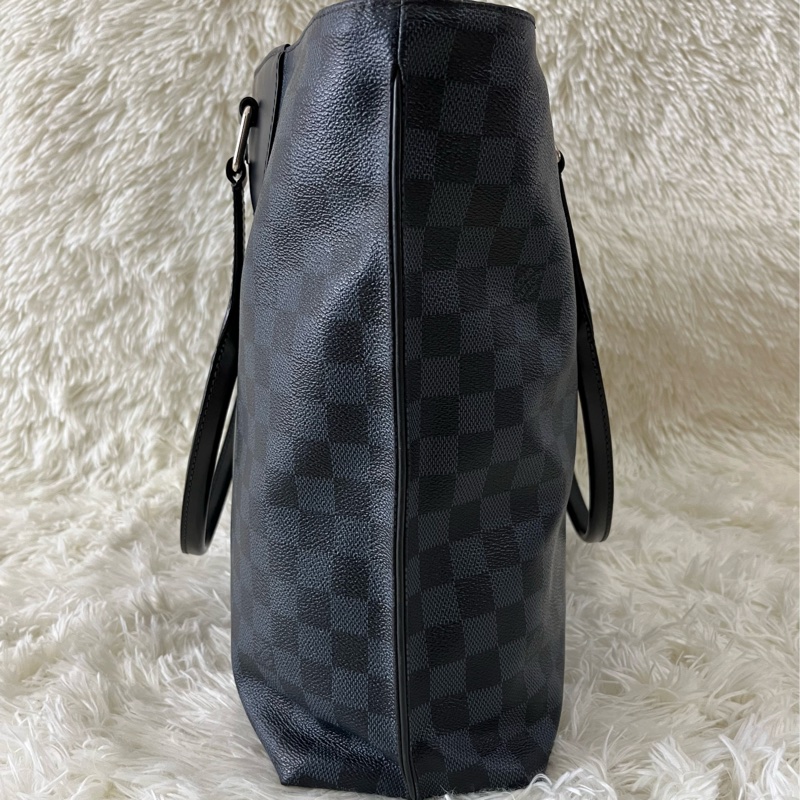 藍色棋盤格托特包/公事包-5