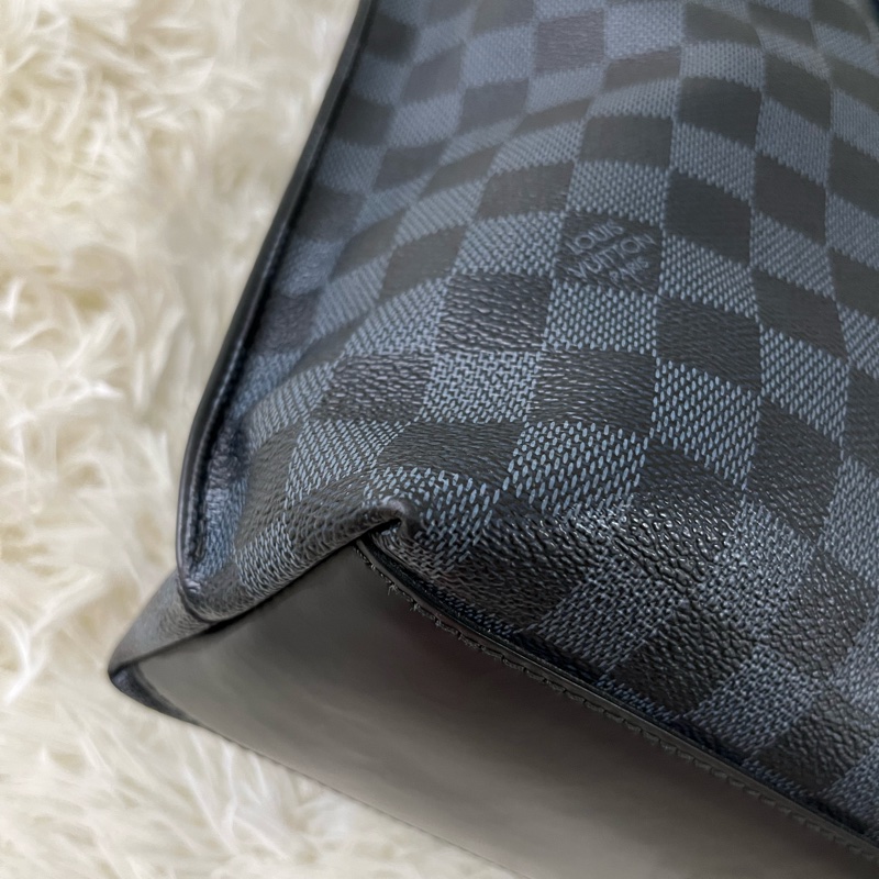 藍色棋盤格托特包/公事包-10