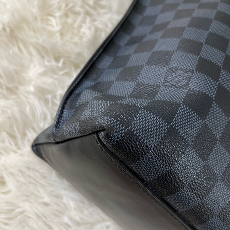 藍色棋盤格托特包/公事包-12