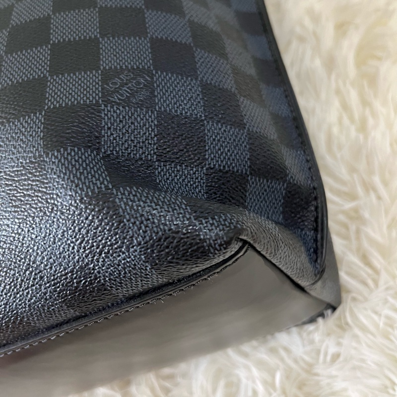 藍色棋盤格托特包/公事包-13