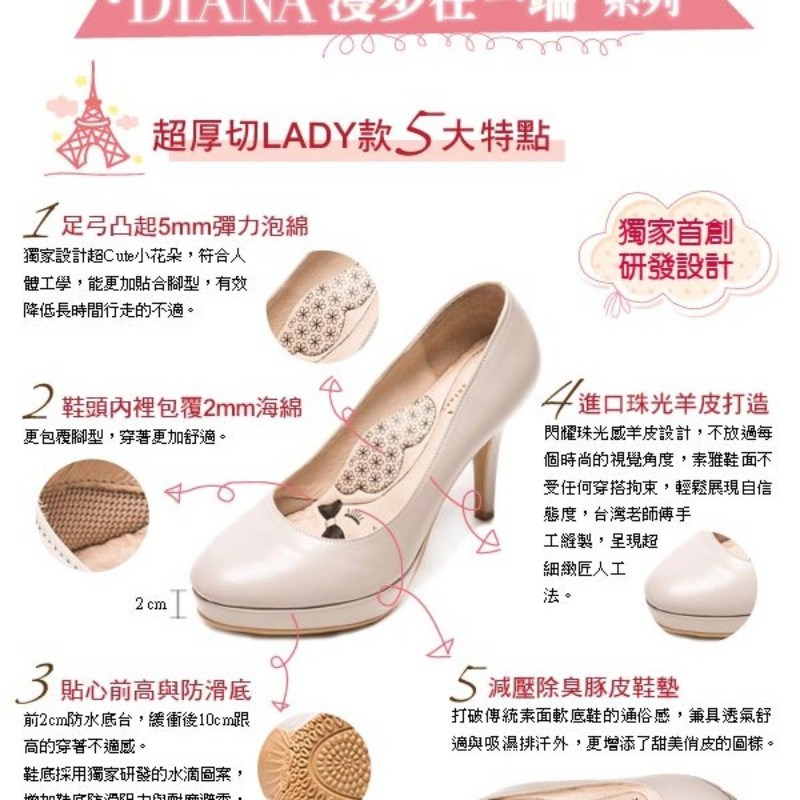 免運近全新/diana高跟鞋尺碼23.5/珍珠白/百搭/上班鞋/婚鞋-4